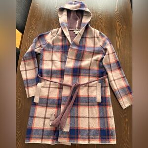 Christian Siriano Plaid Hooded Jacket - Purple, Red, White womens size M